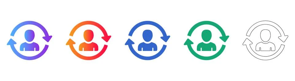 User Account Refresh and Update Icons Stock Illustration