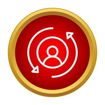 User account refresh process icon in red circle Stock Illustration