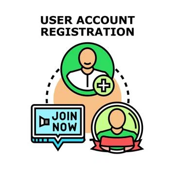 User account registration process with join now button Stock Illustration