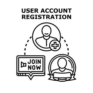 User account registration process with join now button Stock Illustration