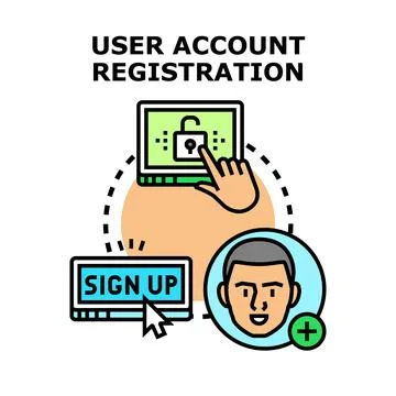 User account registration process signup access Stock Illustration