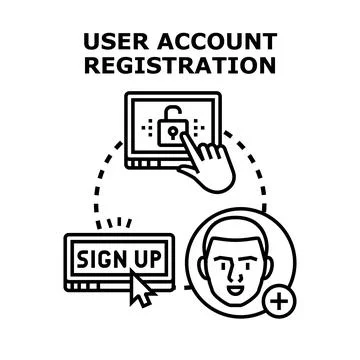User account registration process signup access Stock Illustration