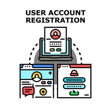 User account registration process vector illustration Stock Illustration