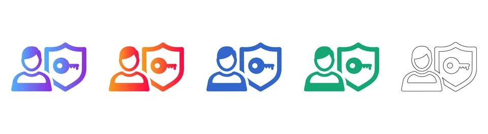 User Account Security Access Icon Set Stock Illustration