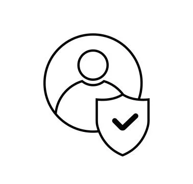 User Account Security Icon with Shield Checkmark Stock Illustration