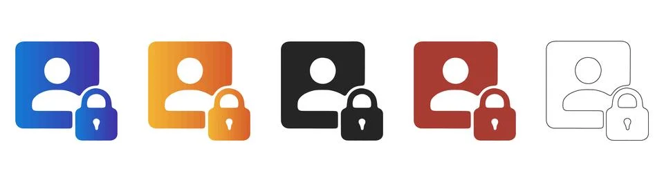 User account security lock icon set Stock Illustration