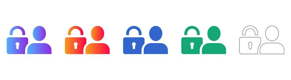 User Account Security Lock Icons Ilustración de archivo