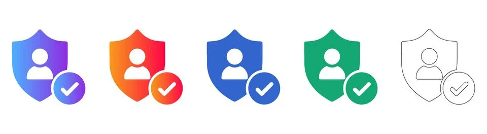 User Account Security Shield Icons Stock Illustration