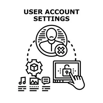 User account settings management for online security Stock Illustration