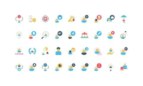 User Account Simple Flat Icon Set Collection Stock Illustration