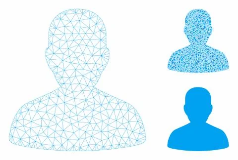 User Account Vector Mesh Network Model and Triangle Mosaic Icon Stock Illustration