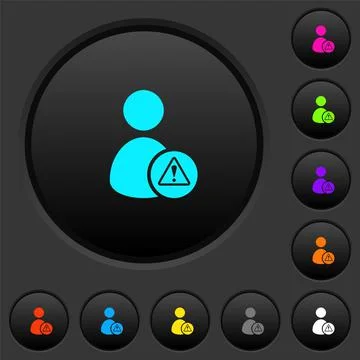 User account warning dark push buttons with color icons Stock Illustration