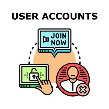 User accounts management concepts connecting access and registration Stock Illustration