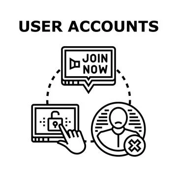 User accounts management concepts connecting access and registration Stock Illustration