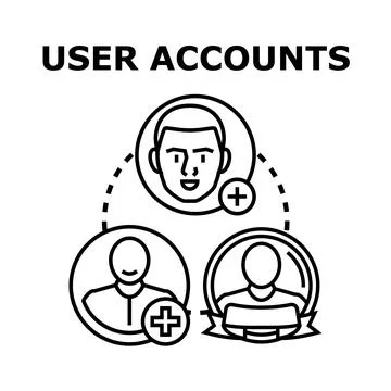 User accounts managing digital profile social network concept Stock Illustration