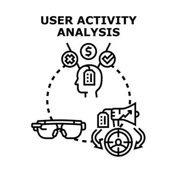 User activity analyzing collecting data for business Stock Illustration