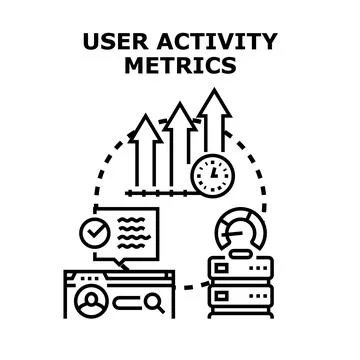 User activity metrics analyzing data and improving performance Stock Illustration