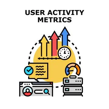 User activity metrics analyzing data and improving performance Stock Illustration