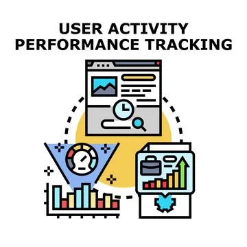 User activity performance tracking and data analysis concept Stock Illustration