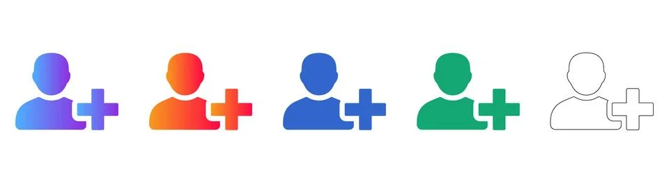User Add and Profile Connection Icons Ilustración de archivo