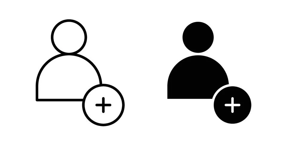 User add icon black vector isolated on white Stock Illustration