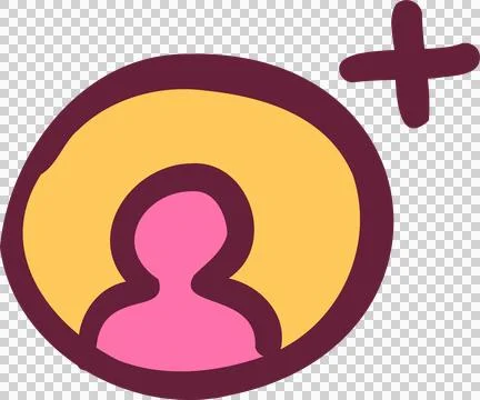 User-add icon is displaying flat badge with person silhouette and plus sign on 스톡 일러스트