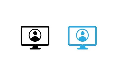 User admin computer on computer vector icon set. Administrator system symbol Stock Illustration