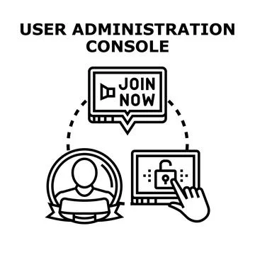 User administration console access and membership concept Stock Illustration