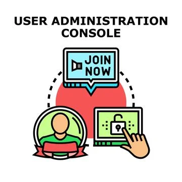 User administration console access and membership concept Stock Illustration