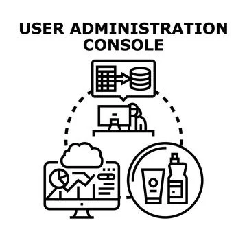 User administration console managing database and web services Stock Illustration
