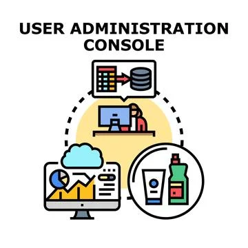 User administration console managing database and web services Stock Illustration