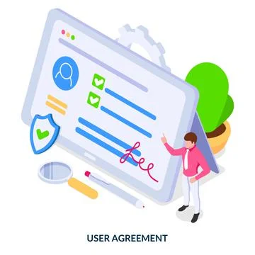 User agreement concept. Account security, privacy policy, terms of use. Stock Illustration