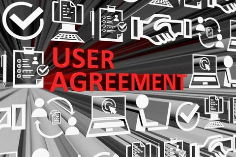 USER AGREEMENT concept blurred background 3d render illustration Stock Illustration