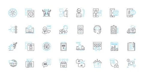 User aid linear icons set. Assistance, Guidance, Help, Support, Service Ilustración de archivo