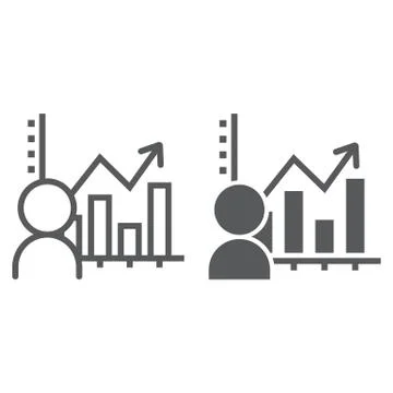 User analysis line and glyph icon, data Stock Illustration