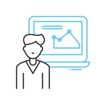 User analysis line icon, outline symbol, vector illustration, concept sign Illustrazione stock