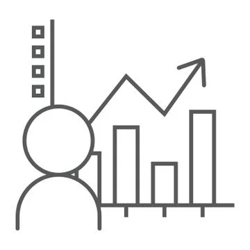 User analysis thin line icon, data and analytics Illustrazione stock