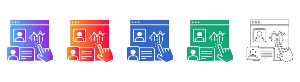User Analytics and Data Insights Interface Icons Stock Illustration