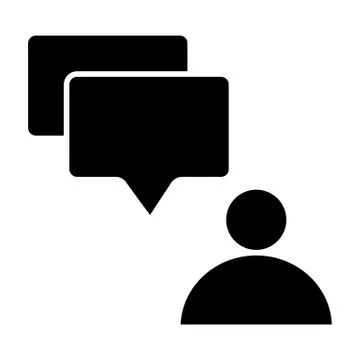 User and dialogue bubble solid icon. Message from user vector illustration Illustrazione stock