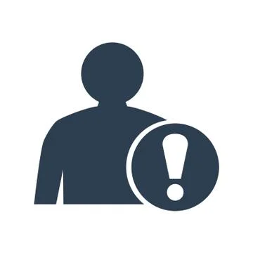 User and warning sign on white background. Stock Illustration