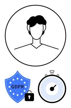 User Anonymity and Data Protection with GDPR Compliance Shield and Timer fo.. Stock Illustration
