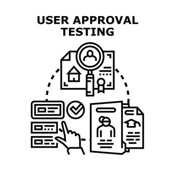 User approval testing concept checking verification process Stock Illustration