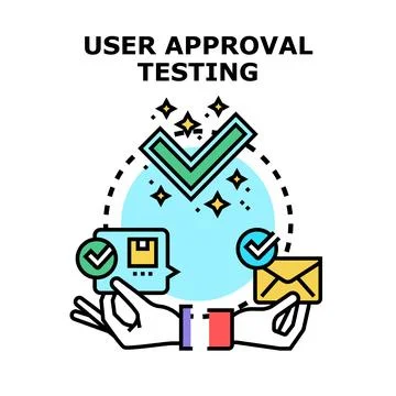 User approval testing process concept development Stock Illustration