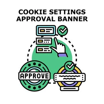 User approving cookie settings privacy consent banner 库存插图