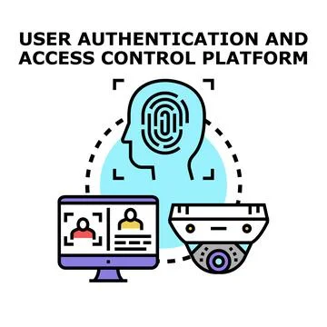 User authentication and access control platform concept Stock Illustration