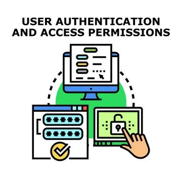 User authentication and access permissions management concept Stock Illustration
