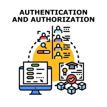 User authentication and authorization process concept Stock Illustration