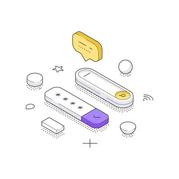 User Authentication And Password Login Interface Isometric Vector Illustrat.. Illustration