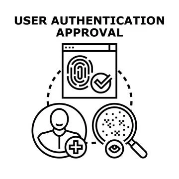 User authentication approval process with biometric identification 스톡 일러스트