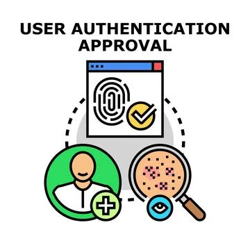 User authentication approval process with biometric identification 스톡 일러스트